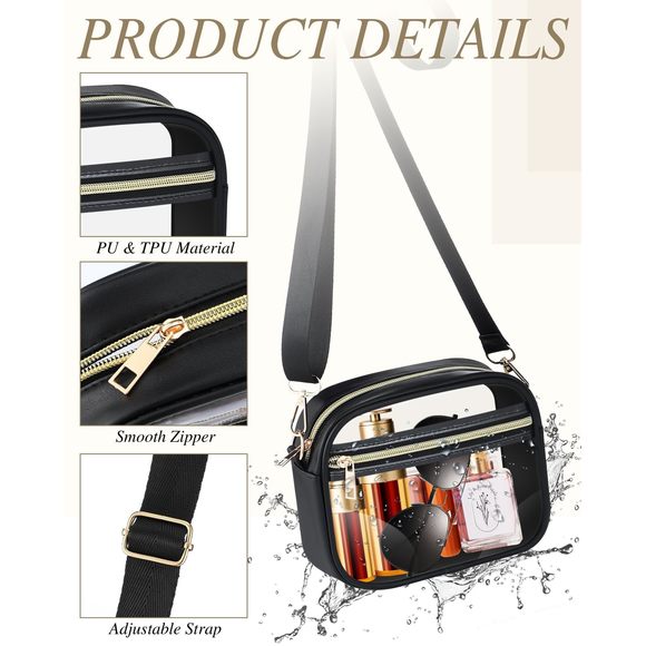 6 Pcs Clear Crossbody Bag Stadium Aroved Tpu Bags With Adjustable Strap :| - Picture 3 of 7